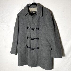 Vintage Mac Mor Grey Wool Coat With Zip And Toggle Closures L